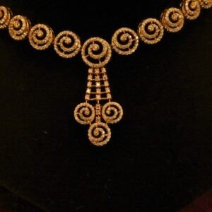 22KT Gold Stone Necklace with Casting Work (HUID Hallmarked) – Elegant Traditional Collection (22.10g)