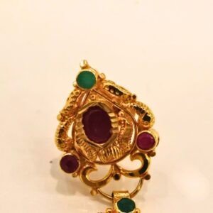 22KT Gold Multi-Stone Earrings (HUID Hallmarked) – Elegant Traditional Collection (9.91g)