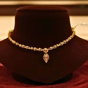 22KT Gold Stone Necklace with Casting Work (HUID Hallmarked) – Elegant Lightweight Collection (12.77g)