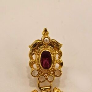 22KT Gold Multi-Stone Earrings (HUID Hallmarked) – Elegant Traditional Collection (8.30g)