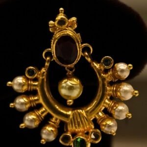 22KT Gold Pearl & Multi-Stone Earrings (HUID Hallmarked) – Elegant Traditional Collection (9.79g)