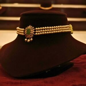 22KT Gold Pearl Choker Necklace (HUID Hallmarked) – Lightweight Elegant Collection (2.07g Gold)
