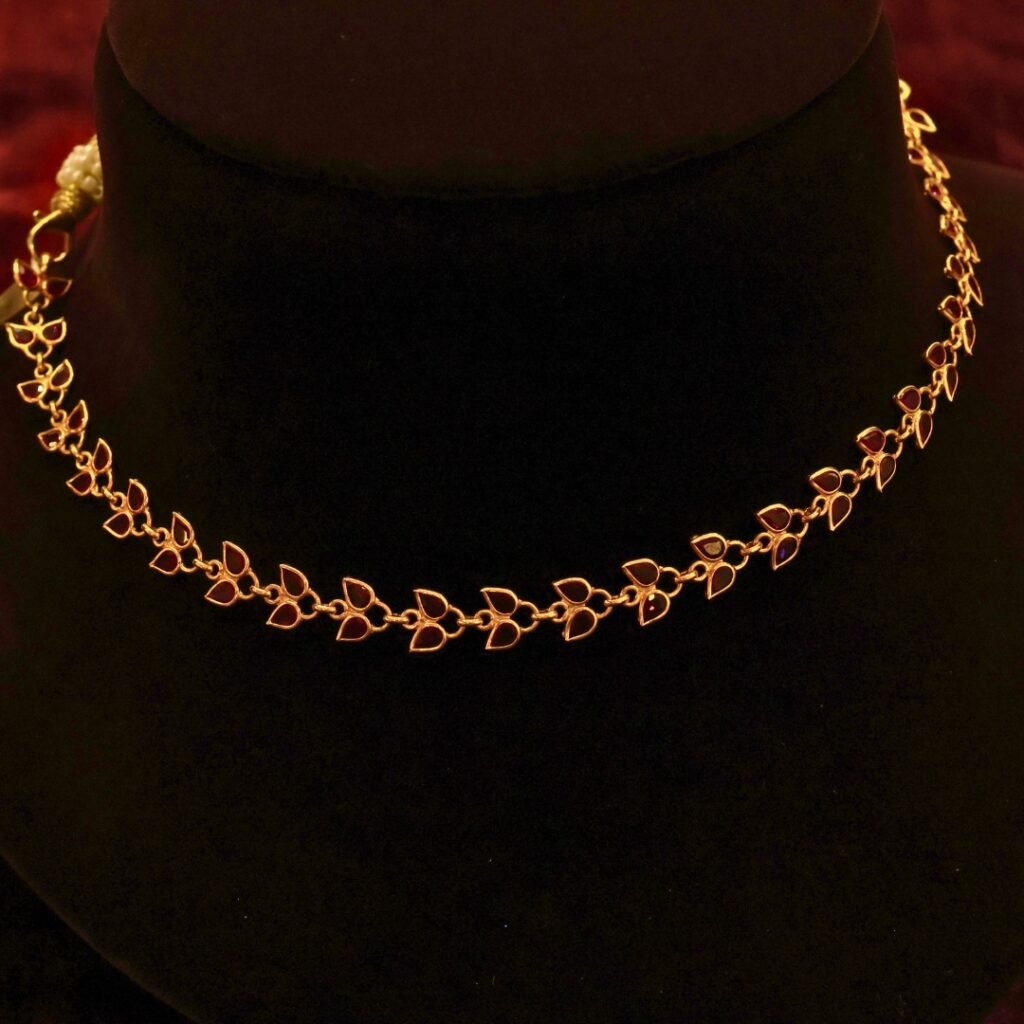 22KT Gold Lightweight Stone Necklace (HUID Hallmarked) – Elegant Daily Wear Collection (6.36g)
