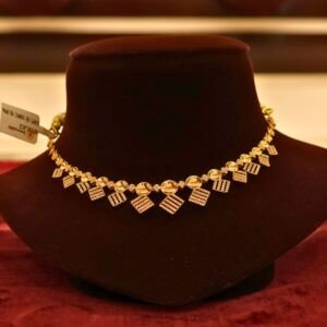 22KT Gold Stone Necklace with Casting Work (HUID Hallmarked) – Elegant Traditional Collection (16.16g)