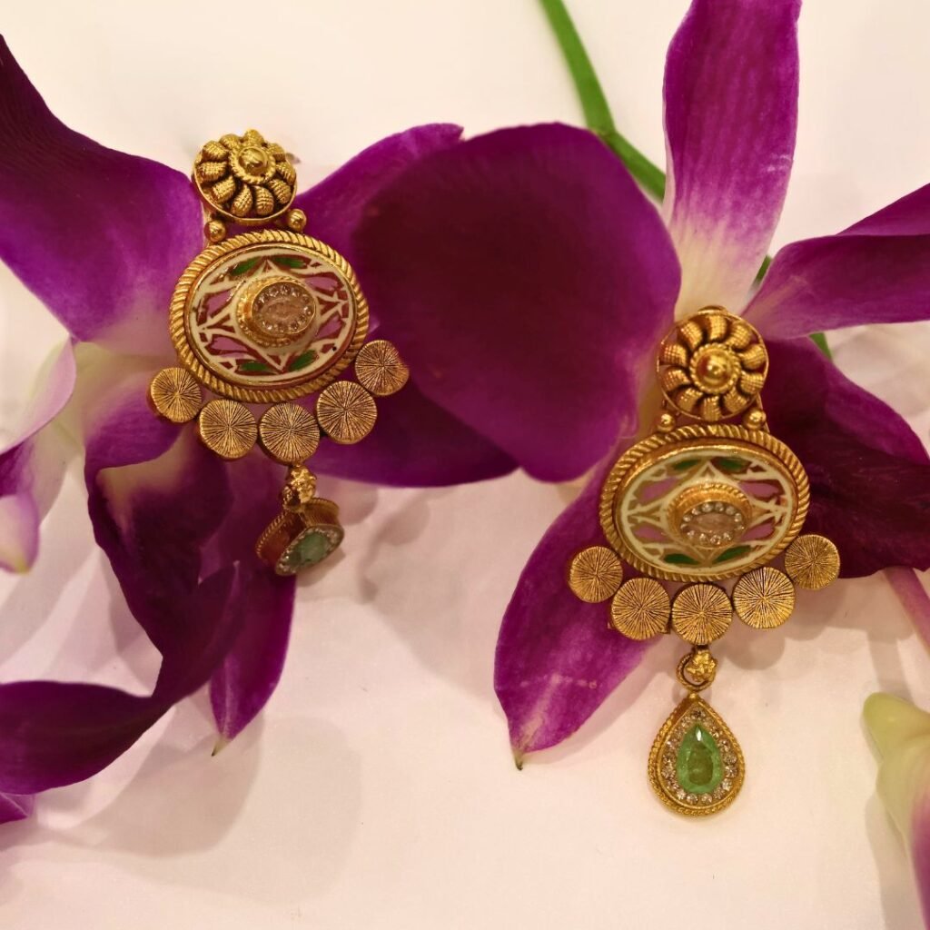 22KT Gold Vintage Design Earrings (HUID Hallmarked) – Premium Traditional Collection (12.66g)