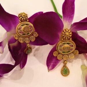 22KT Gold Vintage Design Earrings (HUID Hallmarked) – Premium Traditional Collection (12.66g)