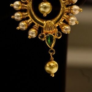 22KT Gold Pearl & Multi-Stone Earrings (HUID Hallmarked) – Elegant Traditional Collection (9.79g)
