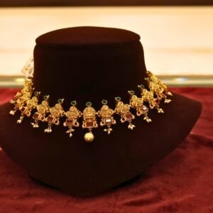22KT Gold Antique Peacock Multi-Stone Necklace (HUID Hallmarked) – Elegant Traditional Collection (29.08g)