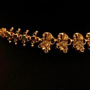22KT Gold Antique Multi-Stone Necklace (HUID Hallmarked) – Elegant Traditional Collection (17.23g)