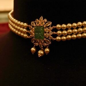 22KT Gold Pearl Choker Necklace (HUID Hallmarked) – Lightweight Elegant Collection (2.07g Gold)