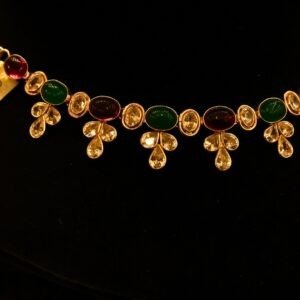 22KT Gold Multi-Stone Casting Work Necklace (HUID Hallmarked) – Elegant Traditional Collection (11.99g Gold)