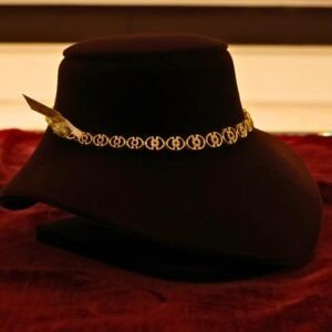 22KT Gold Stone Necklace with Casting Work (HUID Hallmarked) – Elegant Lightweight Collection (9.70g)