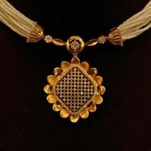 22KT Gold Pearl Work Necklace (HUID Hallmarked) – Elegant Traditional Collection (11.23g Gold)