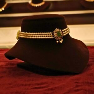 22KT Gold Pearl Choker Necklace (HUID Hallmarked) – Lightweight Elegant Collection (2.07g Gold)
