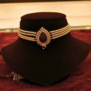 22KT Gold Pearl Choker Necklace (HUID Hallmarked) – Lightweight Elegant Collection (3.53g Gold)