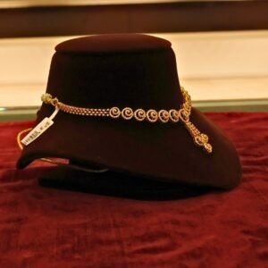 22KT Gold Stone Necklace with Casting Work (HUID Hallmarked) – Elegant Traditional Collection (22.10g)