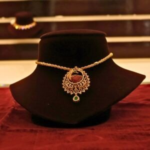 22KT Gold Peacock Chain Necklace with Stone Casting Work (HUID Hallmarked) – Elegant Traditional Collection (20.08g)