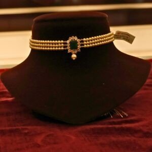 22KT Gold Pearl Choker Necklace (HUID Hallmarked) – Lightweight Elegant Collection (1.02g Gold)