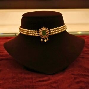 22KT Gold Pearl Choker Necklace (HUID Hallmarked) – Lightweight Elegant Collection (2.07g Gold)