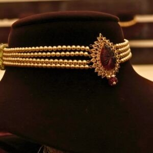 22KT Gold Pearl Choker Necklace (HUID Hallmarked) – Lightweight Elegant Collection (3.53g Gold)