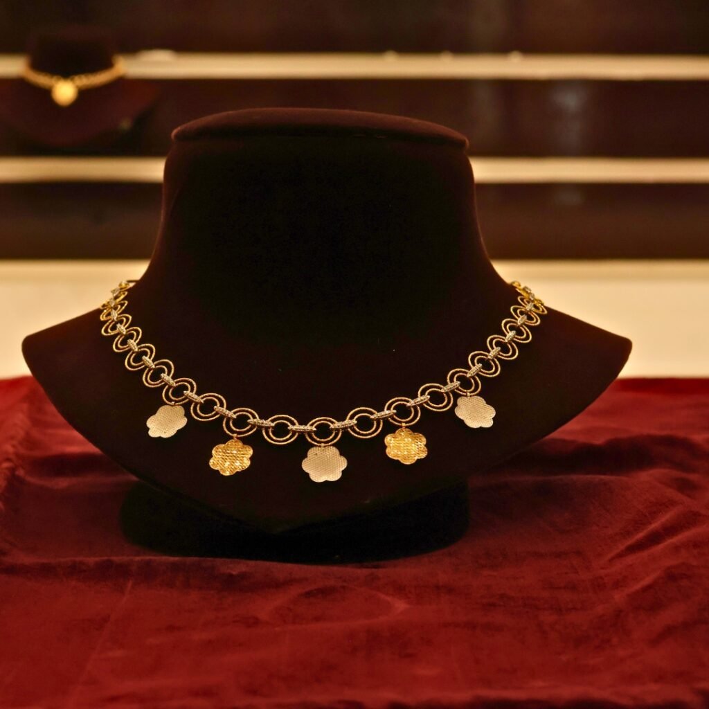 22KT Gold Casting Work Necklace (HUID Hallmarked) – Elegant Traditional Collection (17.12g)